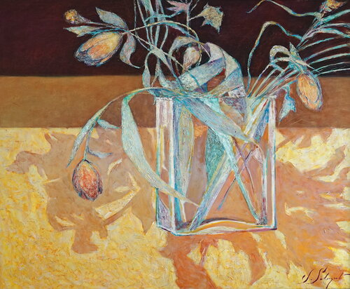 Flowers in a glass vase by Sergej Sologub, Painting for Sale on Select