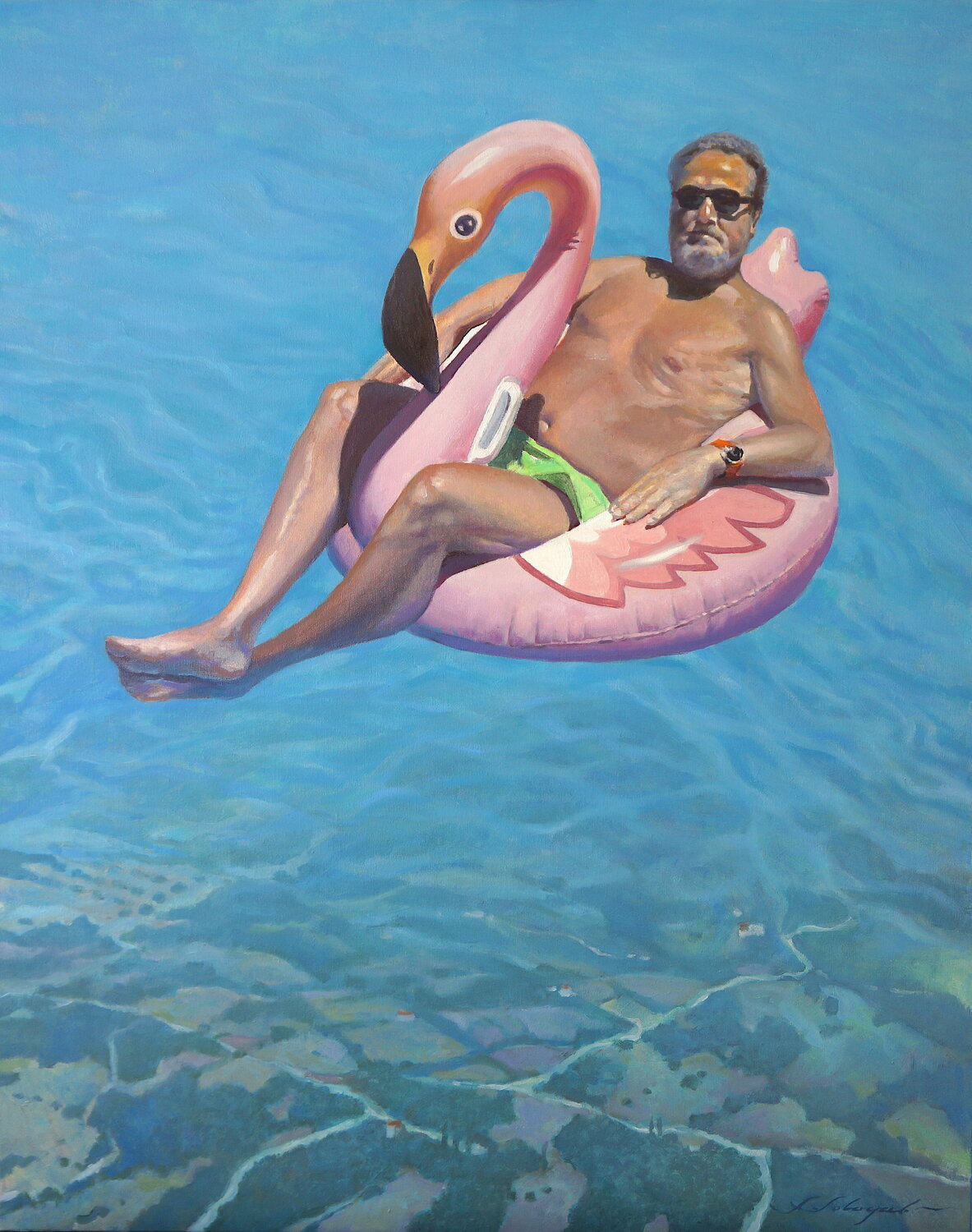 Rosa Flamingo Sergej Sologub Original painting for sale