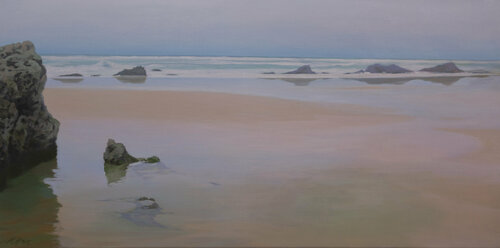 Playa de Liencres bajo la lluvia. by Karen Kruse, Painting for Sale on Select
