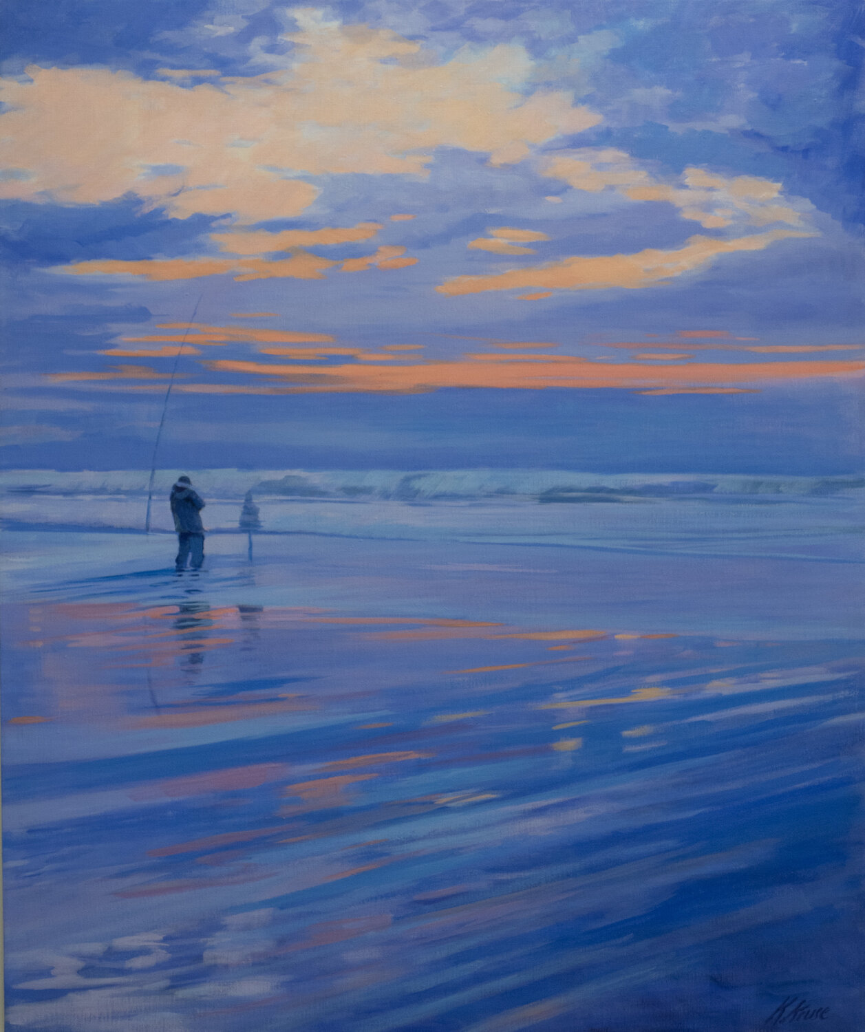 Pescando al anochecer. Karen Kruse Original painting for sale
