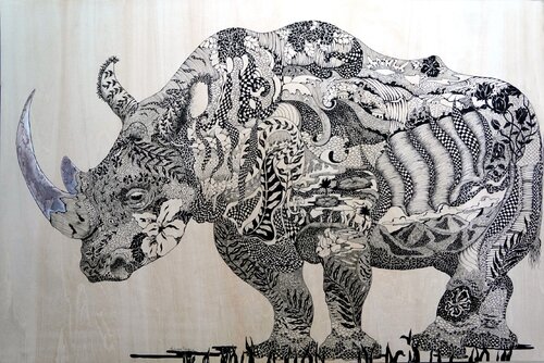 Ravishing Rhino by Linnea Pergola, Drawing for Sale on Select