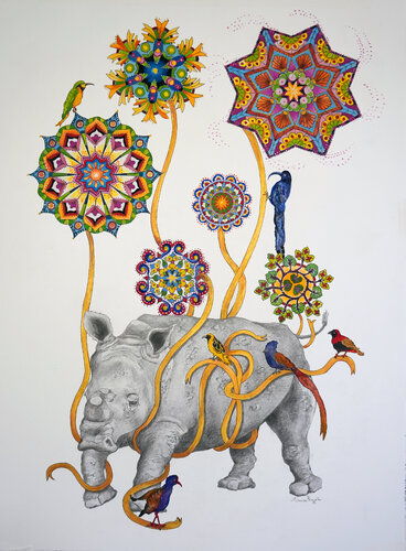 Mandala Rhino von Linnea Pergola, Malerei kaufen auf Select