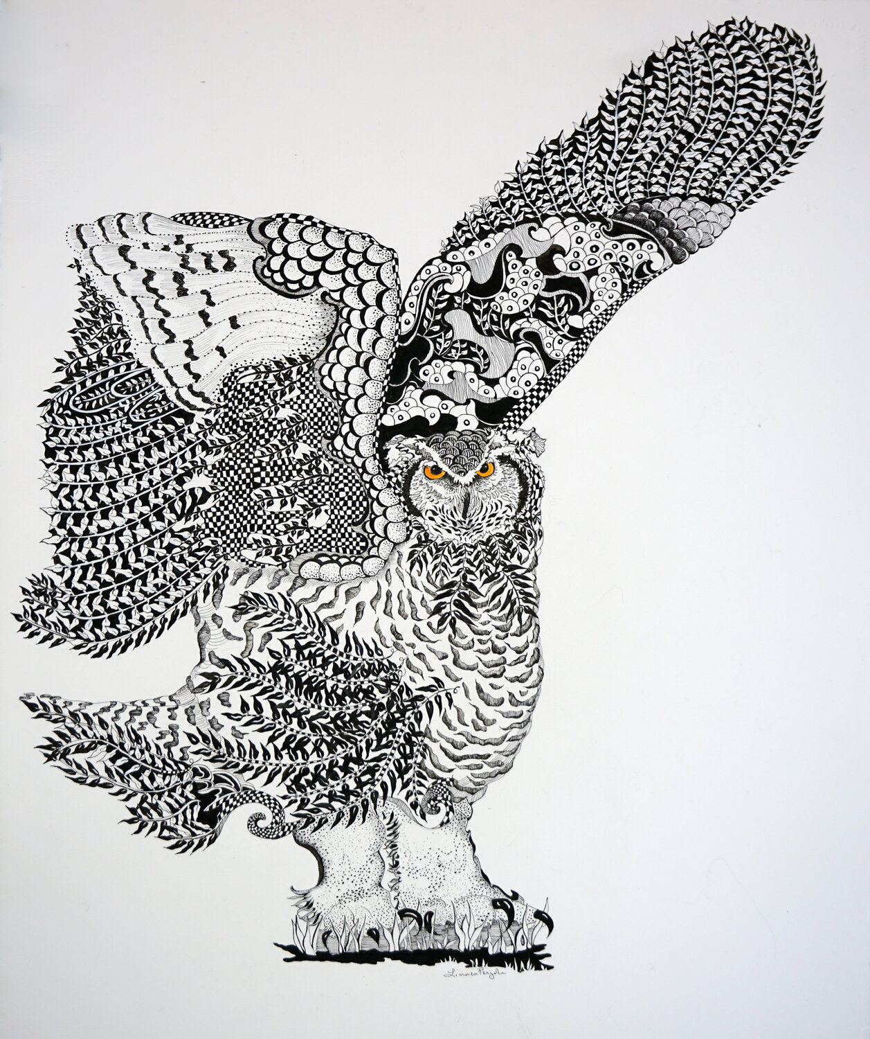 Snowy Owl II Linnea Pergola Drawing for sale