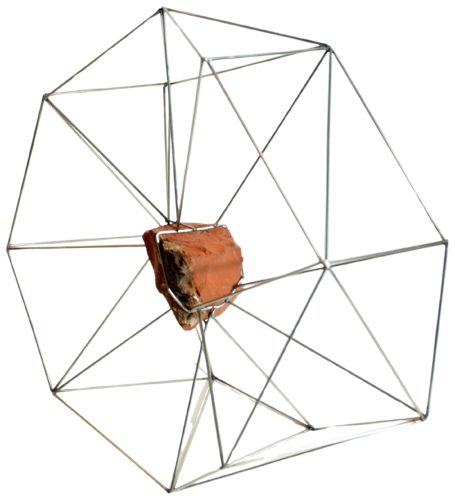 "Red Stone in a Metal Web" by Yuriy Kraft, Sculpture for Sale on Select