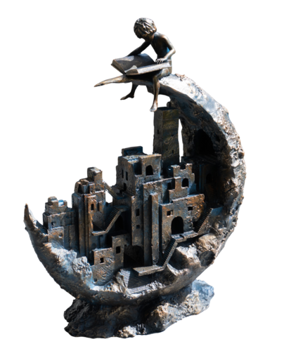 "Moonlight Reader" by Yuriy Kraft, Sculpture for Sale on Select