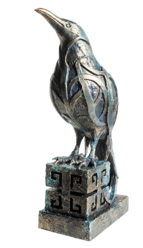 Keeper Of The Cube - Biomorphic Surreal Bird Sculpture Sculpture by Yuriy Kraft, Sculpture for Sale on Select