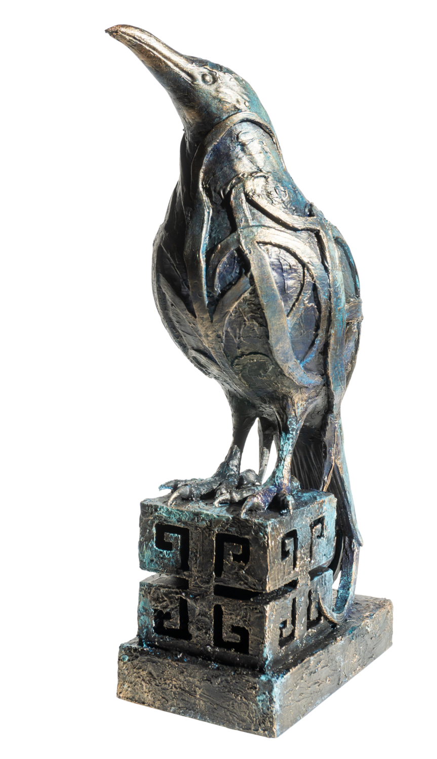 Keeper Of The Cube - Biomorphic Surreal Bird Sculpture Sculpture Yuriy Kraft Sculpture for sale