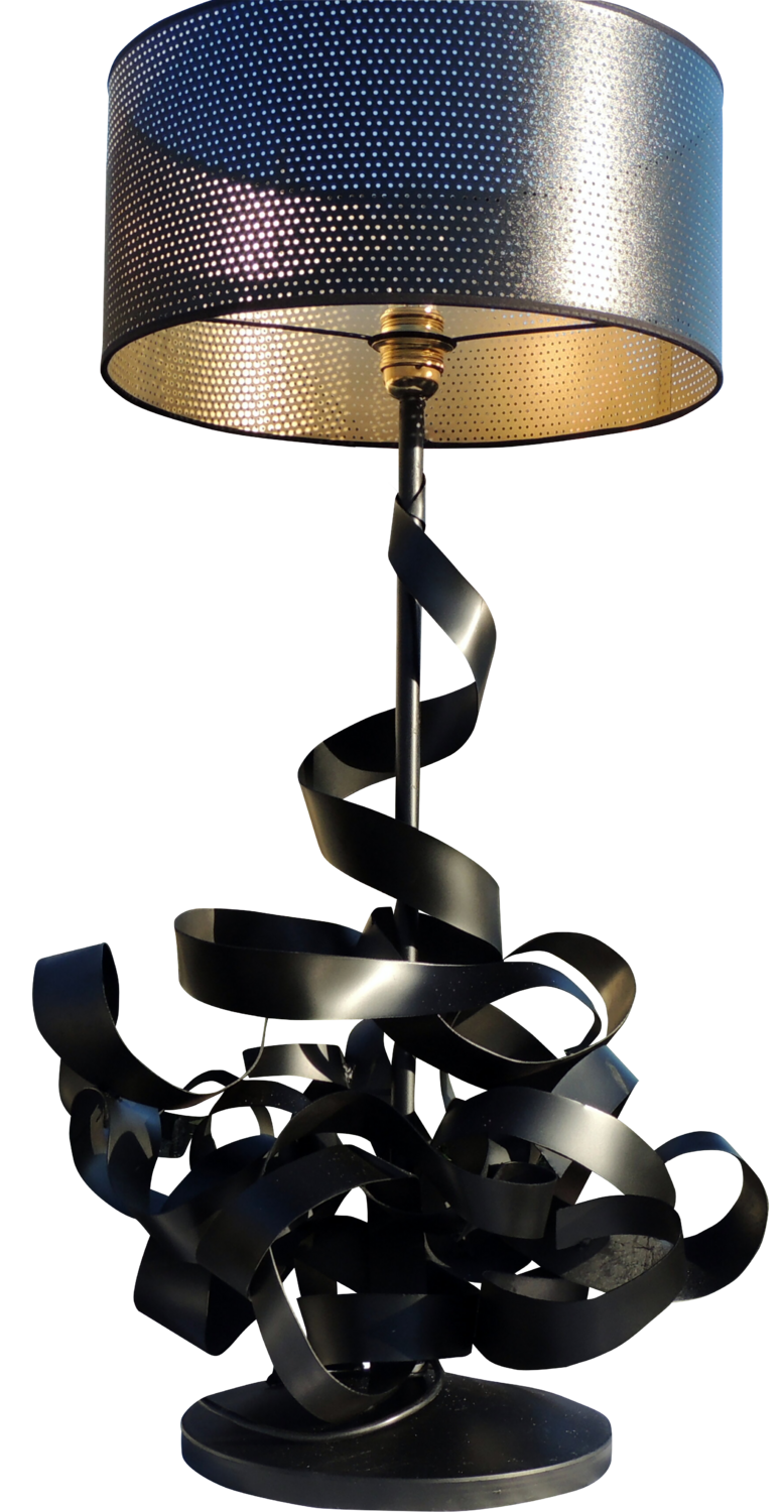 MÉTAL EN VOLUTES MONTE EN LAMPE Daniel Burgraeve Sculpture for sale