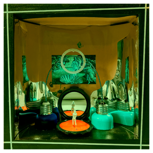 01 - AS WATER RISES - 01 - VENUS ON THE CLAMSHELL POWDER BOX 40x40 by Aleks Rosenberg, Sculpture for Sale on Select