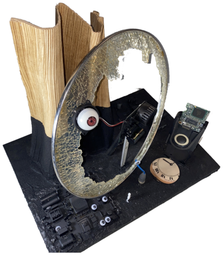 0s-9 THE ROVING EYE NUCLEAR PLANT CONVERSION 3 Space-Time Reflection 21 by Aleks Rosenberg, Sculpture for Sale on Select