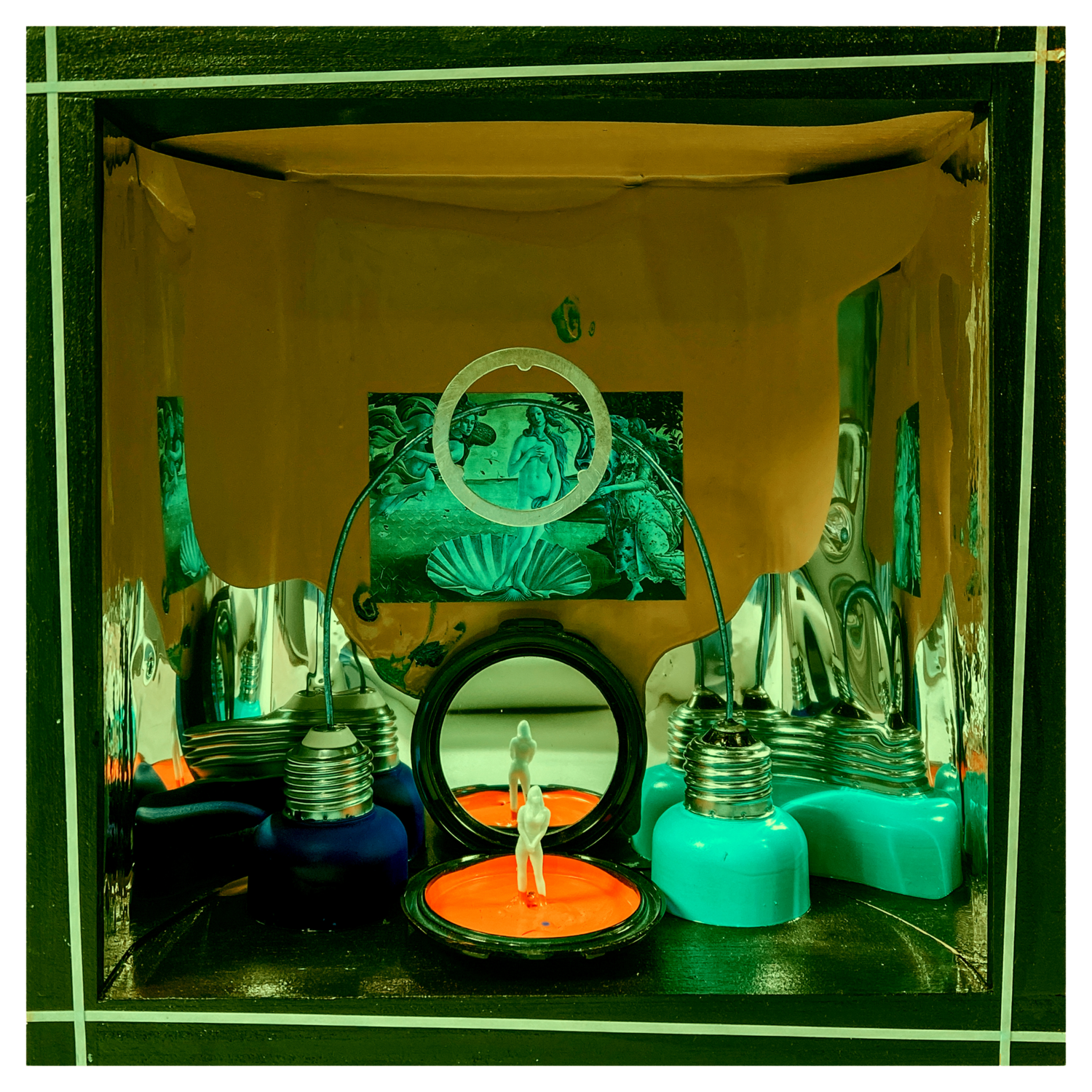 01 - AS WATER RISES - 01 - VENUS ON THE CLAMSHELL POWDER BOX 40x40 Aleks Rosenberg Sculpture for sale