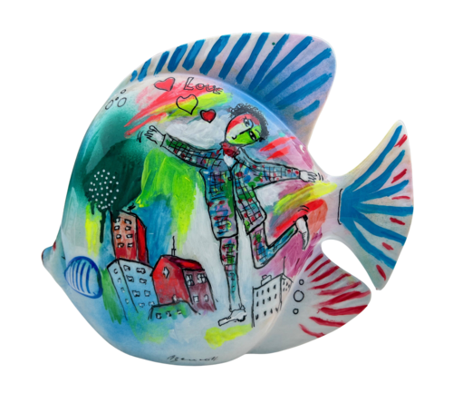 "Gaspard" SCULPTURE DE POISSON en grès cérame by Jean-Louis Azencott, Sculpture for Sale on Select