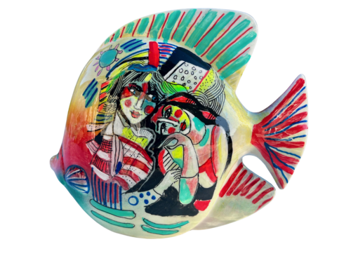"GASTON" SCULPTURE DE POISSON en grès cérame by Jean-Louis Azencott, Sculpture for Sale on Select