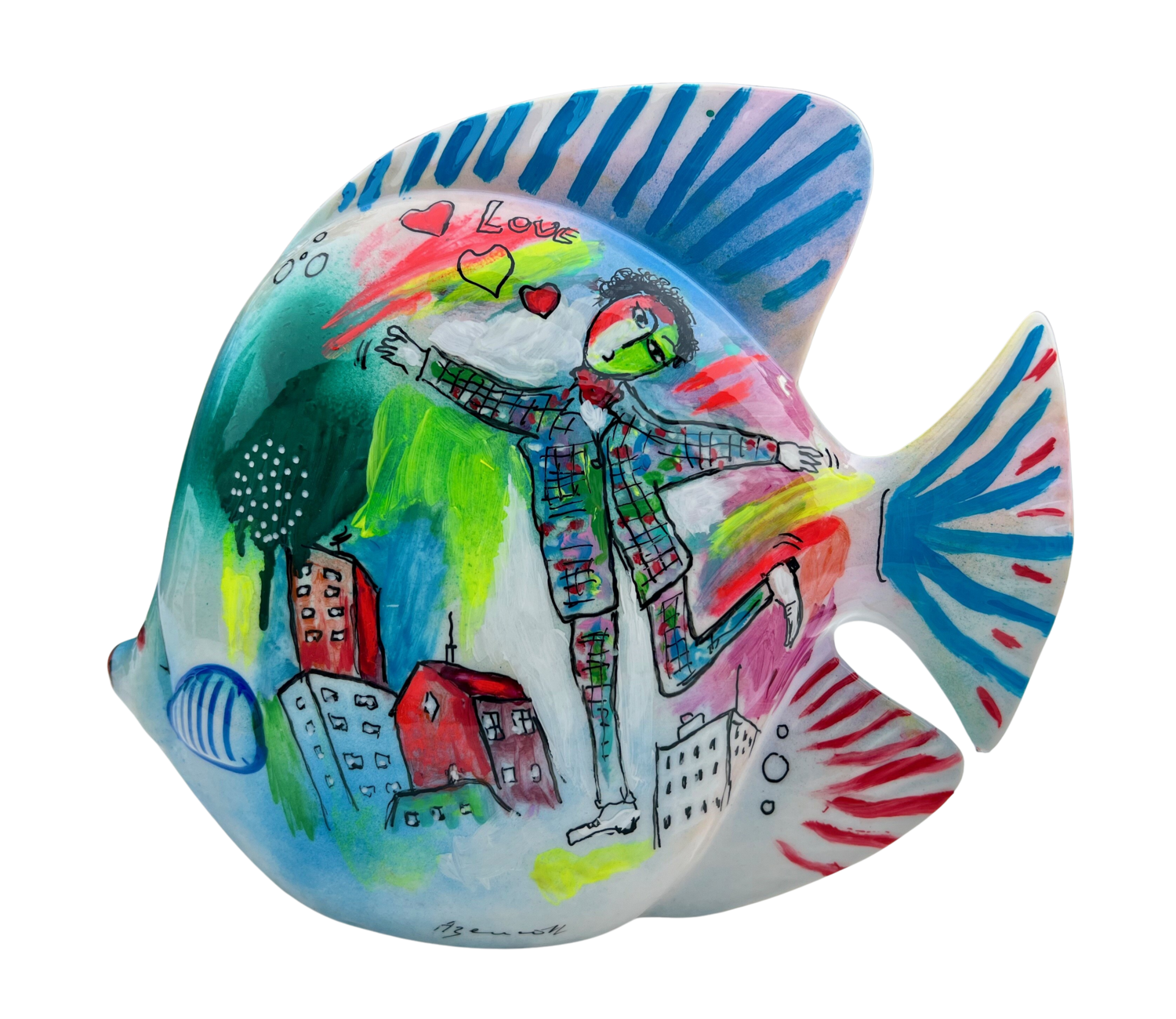"Gaspard" SCULPTURE DE POISSON en grès cérame Jean-Louis Azencott Sculpture for sale
