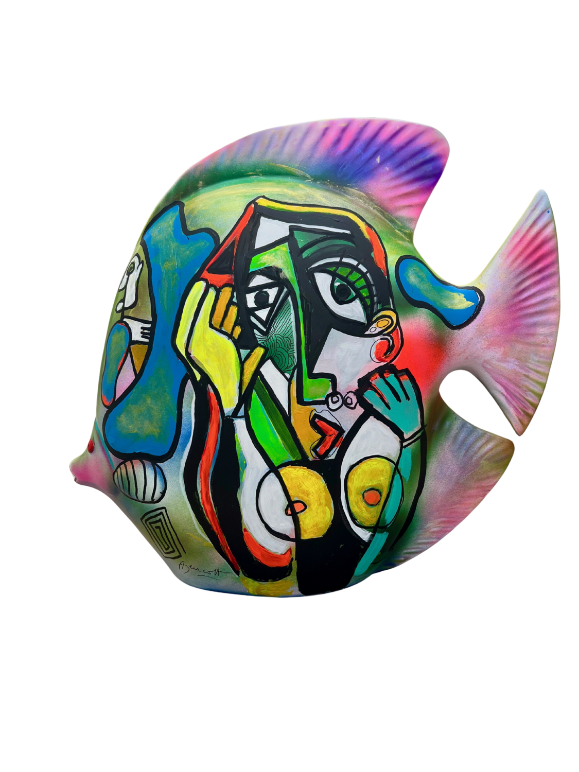 SCULPTURE DE POISSON en grès cérame Jean-Louis Azencott Sculpture for sale