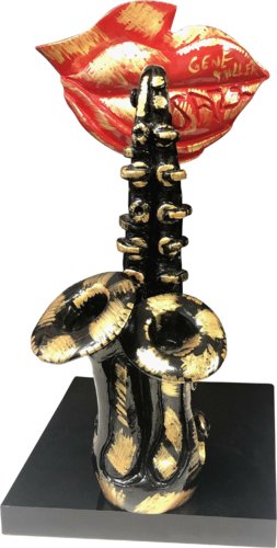 BOUCHE JAZZIQUE  OEUVRE UNIQUE PROFITANT D'UN SEJOUR A  NEW YORK L'ARTISTE NOUNA REALISA  CETTE OEUVRE A SON RETOUR  A PARIS . EMPREINTE DE L'ENERGIE DE NY ET DES SOIREES PASSEES DANS LES BOITES DE JAZZ WOODY ALLEN , LE GARAGE , LE BLUE NOTES......... by Nouna, Sculpture for Sale on Select