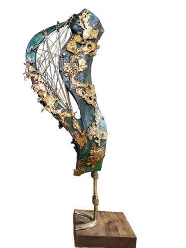 The sound of music.  scultura in legno di ginepro, bronzo di fusione, canapa by Guglielmo Ferraiola, Sculpture for Sale on Select