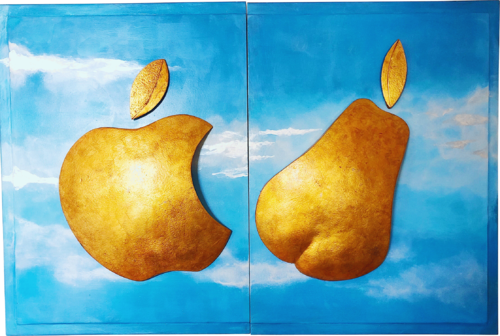 LA PERA E LA MELA-PEAR AND APPLE by Guglielmo Ferraiola, Sculpture for Sale on Select