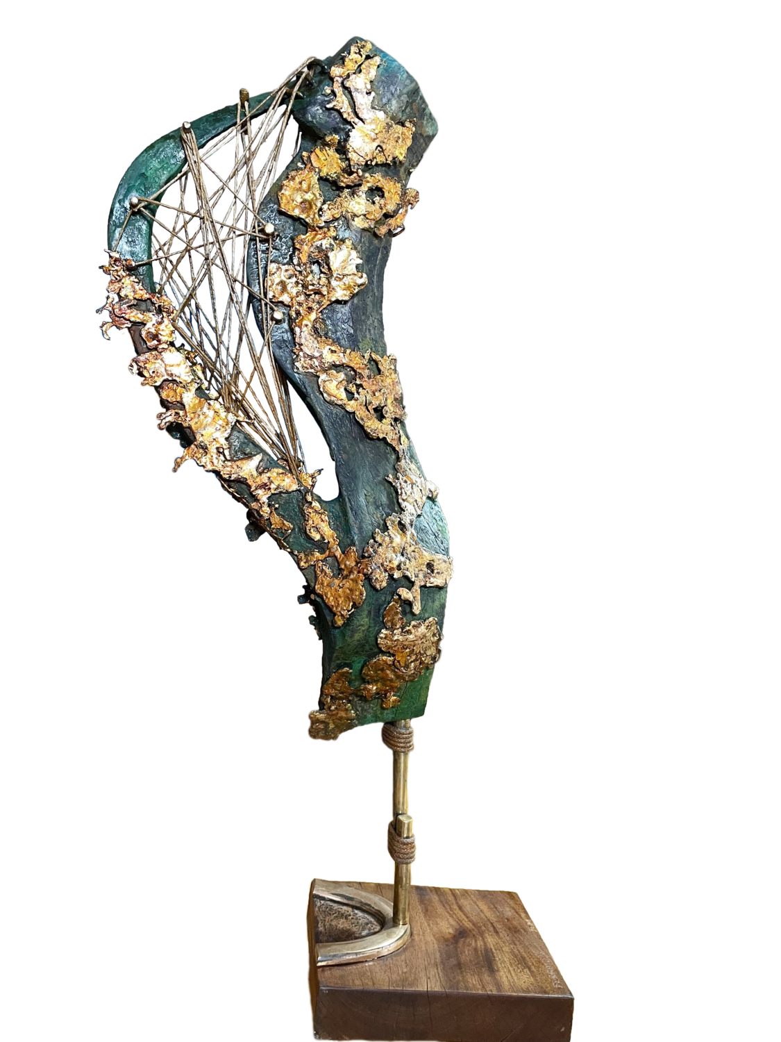 The sound of music.  scultura in legno di ginepro, bronzo di fusione, canapa Guglielmo Ferraiola Sculpture for sale