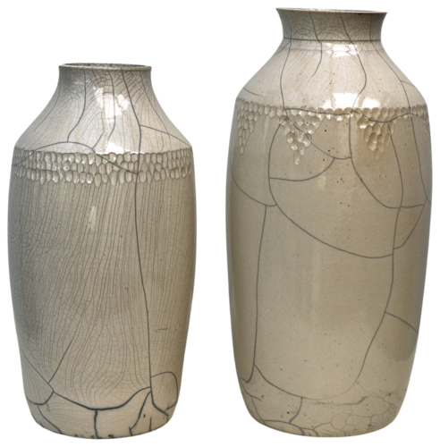 2 Raku vessels by Koen Lybaert, Sculpture for Sale on Select