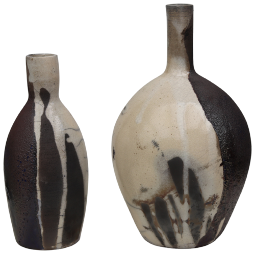 Two raku and black smoked vessels by Koen Lybaert, Sculpture for Sale on Select