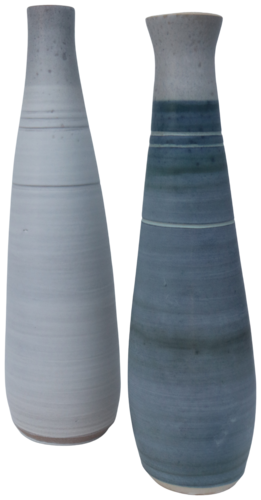 Two Vessels, one blue and one grey glazed. by Koen Lybaert, Sculpture for Sale on Select