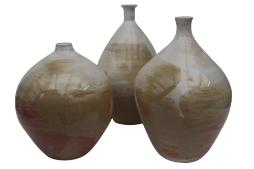 Three White and Red Vessels by Koen Lybaert, Sculpture for Sale on Select