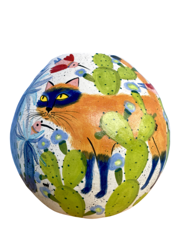 Cats in the garden cactus by Sofia Battisti, Sculpture for Sale on Select