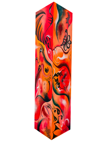 Abstract Rhapsody sur pilier 2 by Sandrine Langlade, Sculpture for Sale on Select
