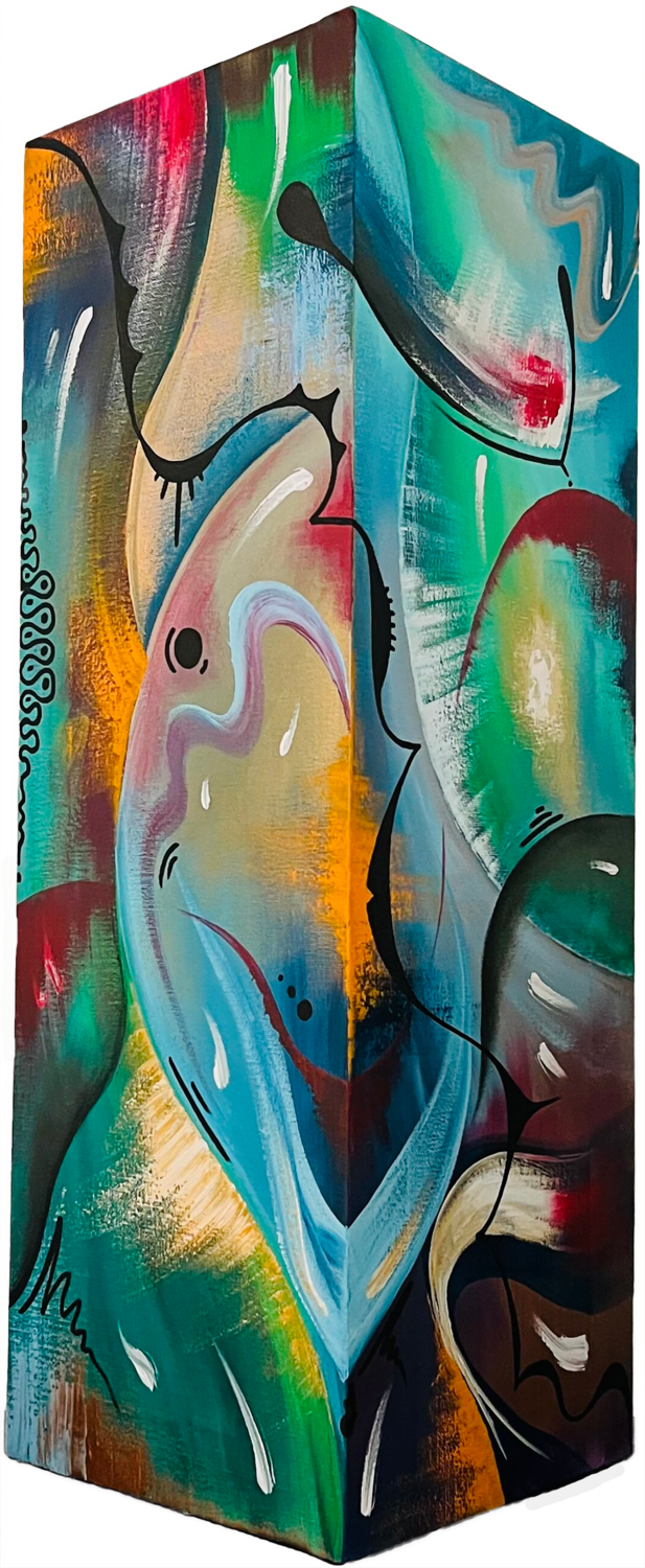 Abstract Rhapsody sur pilier 1 Sandrine Langlade Sculpture for sale
