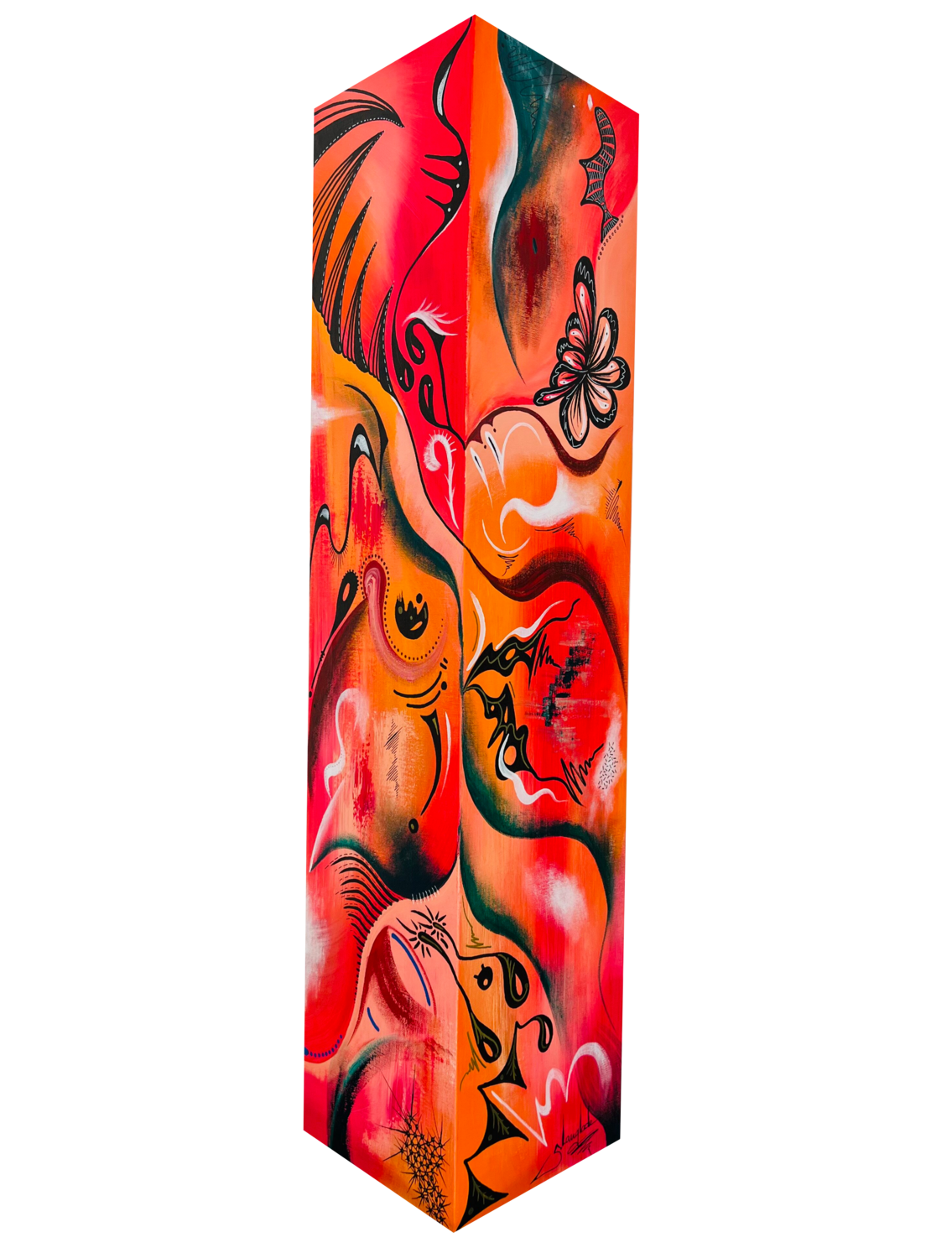 Abstract Rhapsody sur pilier 2 Sandrine Langlade Sculpture for sale