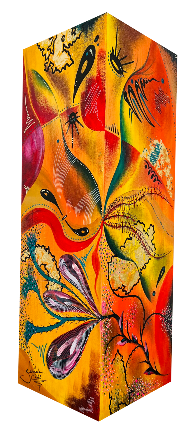 Abstract Rhapsody sur pilier 3 Sandrine Langlade Sculpture for sale
