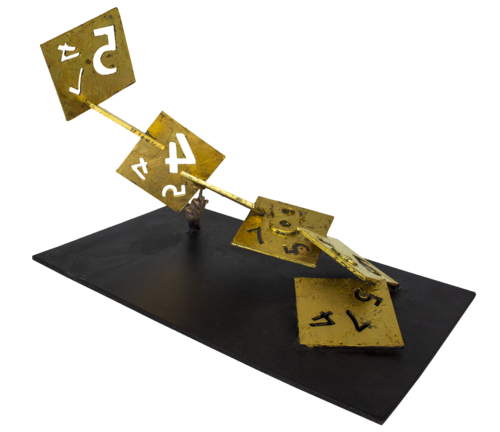 7Squares – Struttura geometrica in bronzo con sequenza numerica by Paolo Grassi, Sculpture for Sale on Select