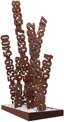 Piera – Scultura in ferro ossidato con numeri ascendenti su sette elementi by Paolo Grassi, Sculpture for Sale on Select
