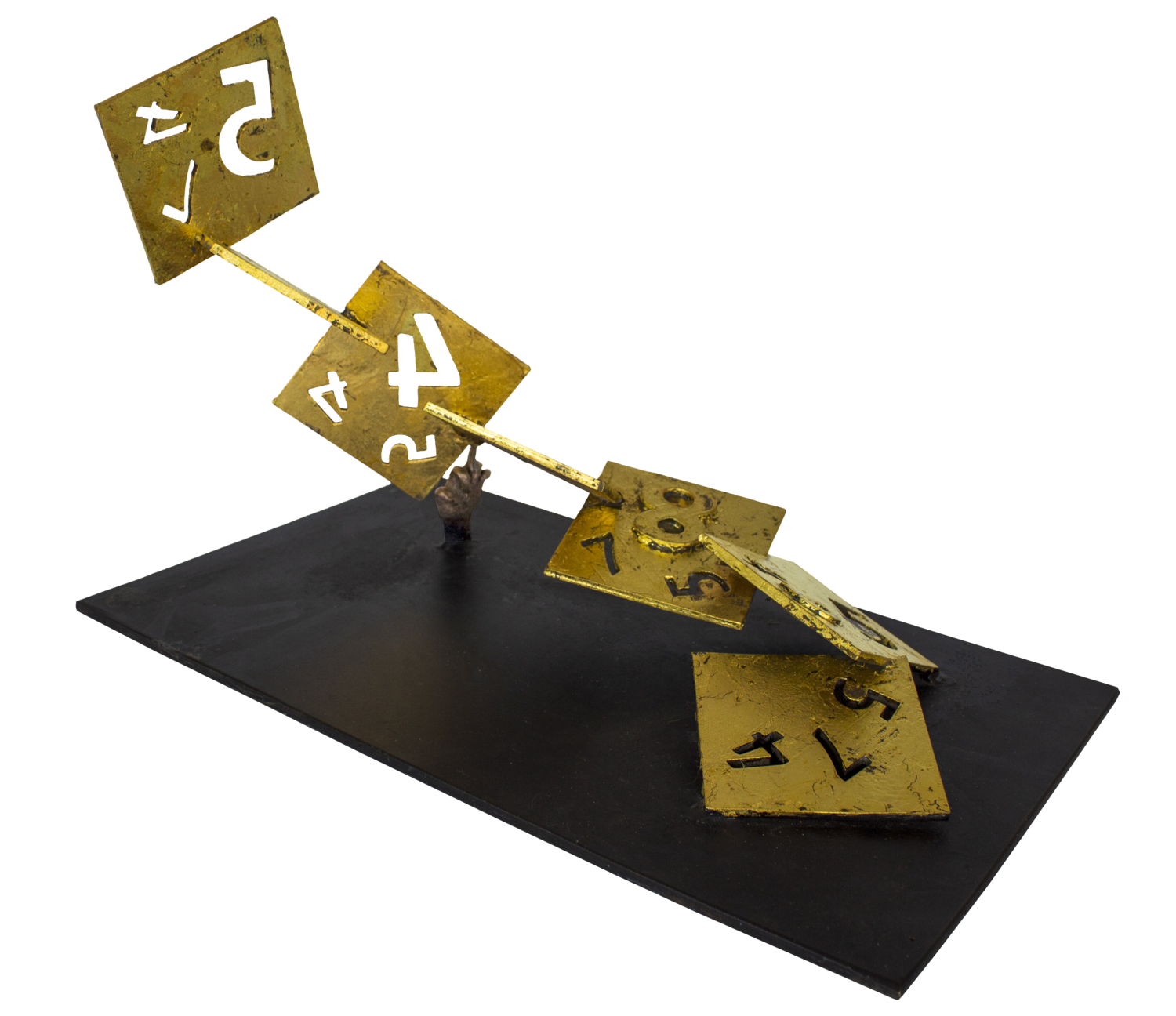 7Squares – Struttura geometrica in bronzo con sequenza numerica Paolo Grassi Sculpture for sale