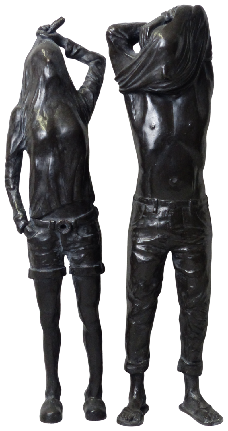 Peek-a-boo COUPLE (woman-man) Carole Kohler Sculpture for sale