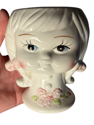 Vintage Ceramic Girl Head Planter / Vase. White Porcelain. Dresden Germany by Brüder Peter & Arkadi Martyniuk, Sculpture for Sale on Select
