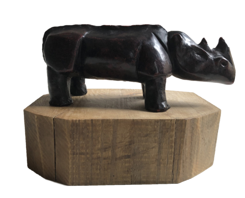 Rinoceronte color ebano con base di legno by Daniele Nannini, Sculpture for Sale on Select