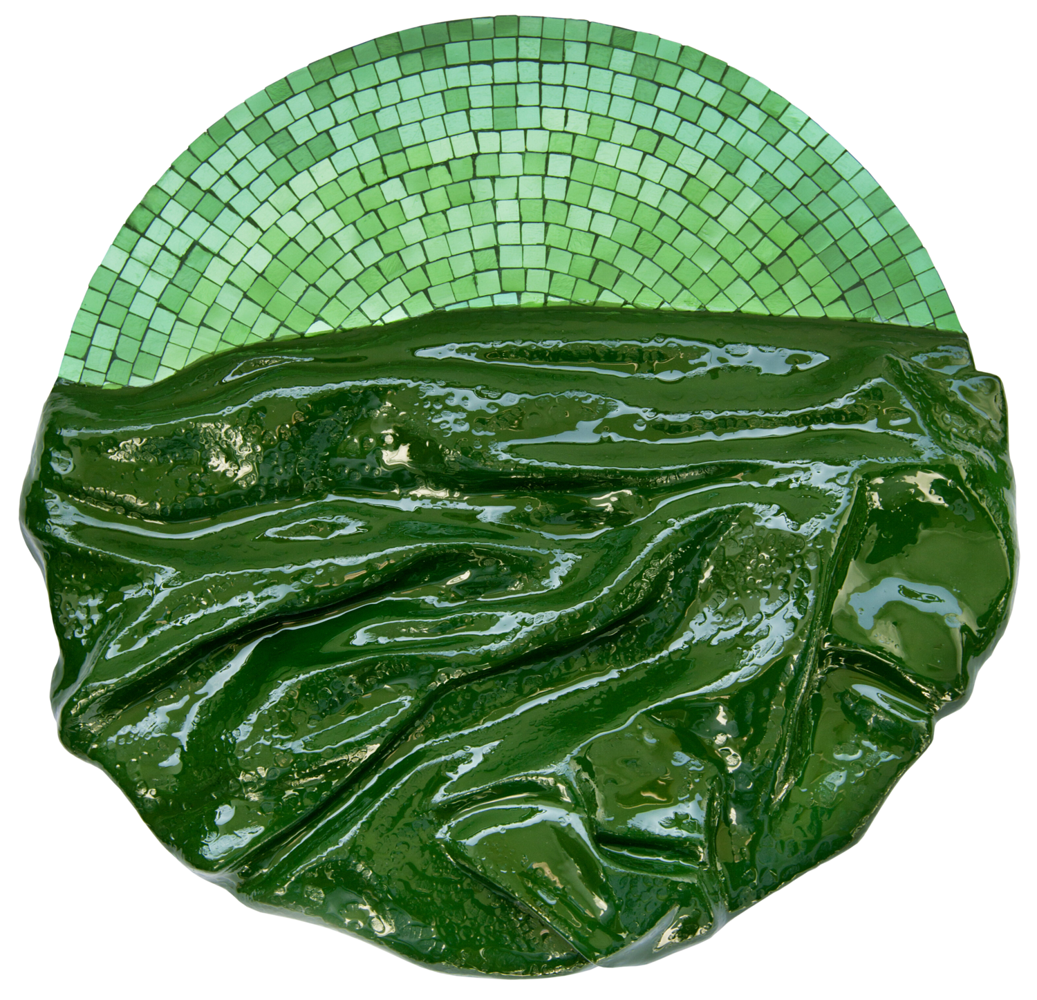 Emerald mosaic. 3D textured. Svetlana Saratova Sculpture for sale