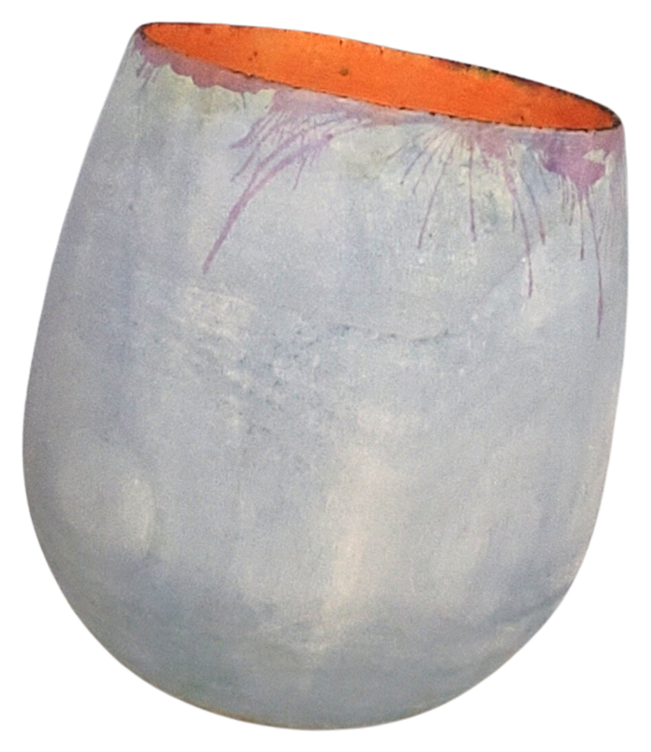 Farbige Schaukelschale aus Walnussbaum - Blau Orange Klaus Kirchner Sculpture for sale