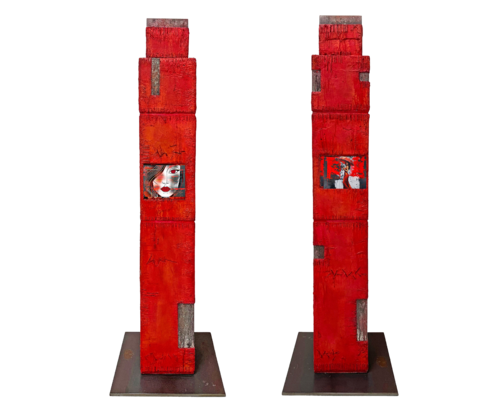 O.T. S.3 I Serie 2  - Skulpturen - Original Kunstwerk  - Mixed Media  auf Holzkörper von Rudi Eckerle, Skulptur kaufen auf Select