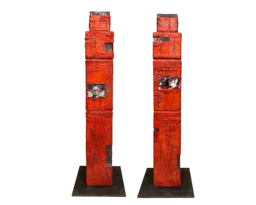O.T. S.3 - Skulpturen - Original Kunstwerk  - Mixed Media  auf Holzkörper von Rudi Eckerle, Skulptur kaufen auf Select