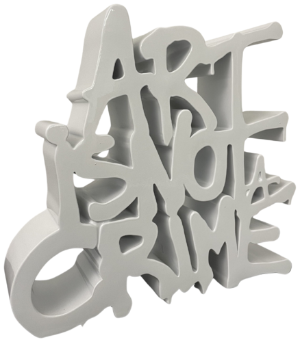 ART IS NOT A CRIME WHITE by N NATHAN, Sculpture for Sale on Select