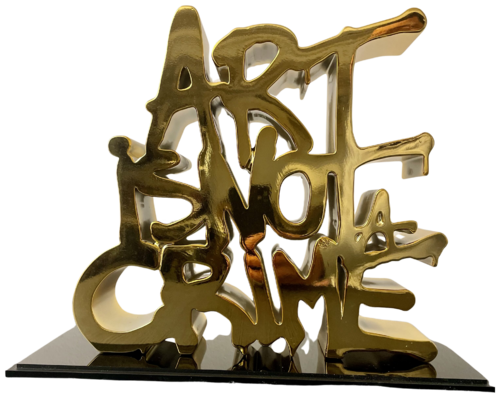 ART IS NOT A CRIME GOLD by N NATHAN, Sculpture for Sale on Select