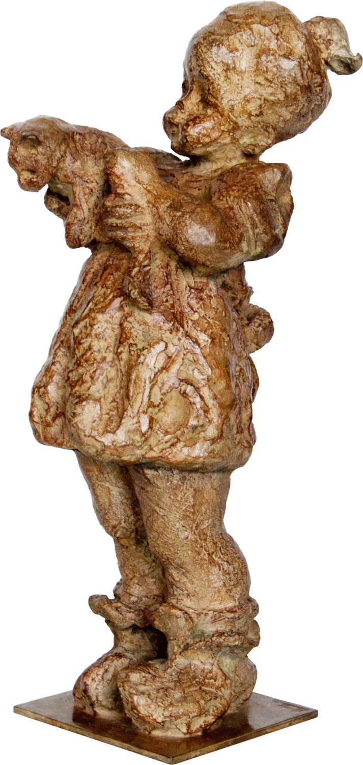 La petite fille et le chaton Marie-Thérèse Tsalapatanis Sculpture for sale