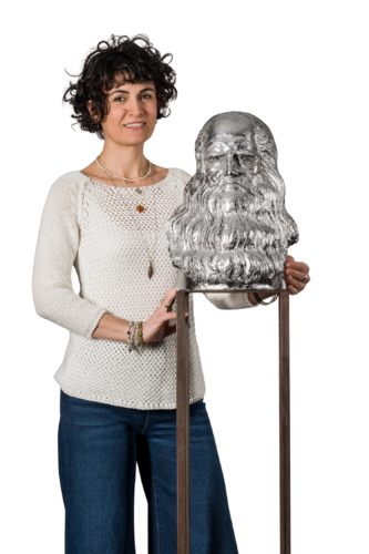 San Leonardo da Vinci - foglia argento by Francioni Mastromarino, Sculpture for Sale on Select