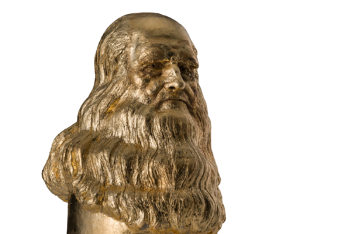 San Leonardo da Vinci - foglia oro by Francioni Mastromarino, Sculpture for Sale on Select