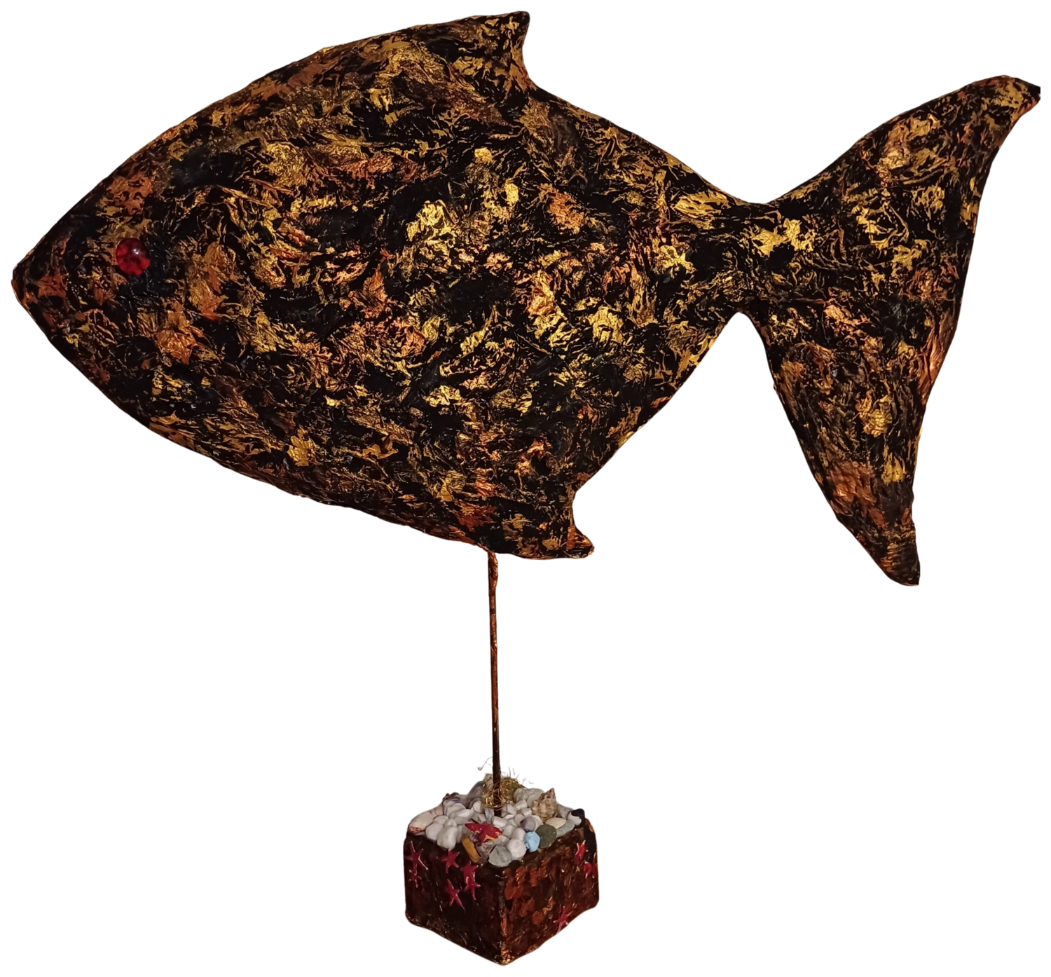 LE POISSON AUX YEUX ROUGE Christiane Guerry Sculpture for sale