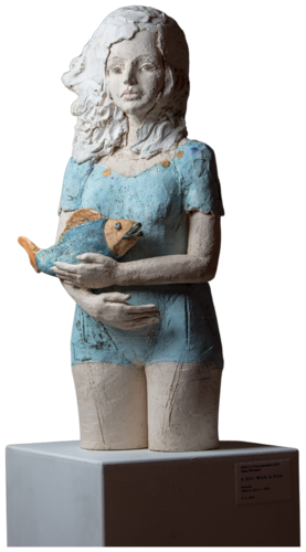 A Girl With A Fish by Gaby Pühmeyer, Sculpture for Sale on Select