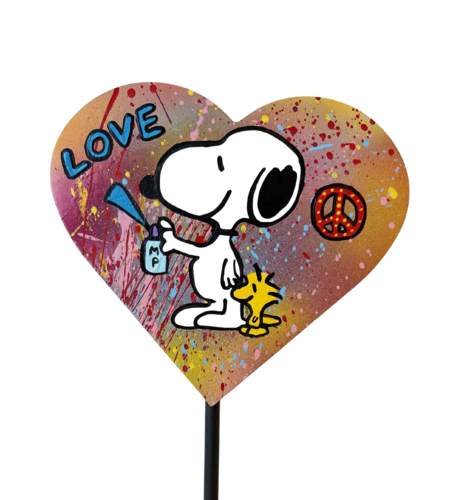 LOVE AND PEACE skulptur herz resinart popart by michael pfannschmidt, Sculpture for Sale on Select